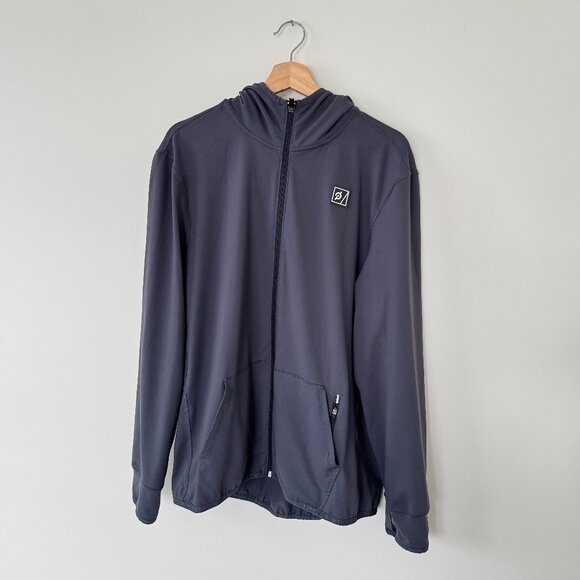 PELOTON Fourlaps Men's XL Grey Front Zip With Hood Warm Up Jacket - Picture 1 of 14